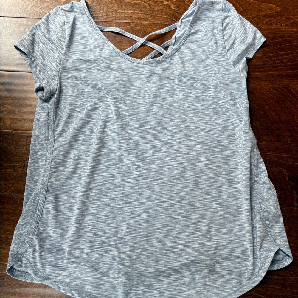 Gray Short Sleeve Calvin Klein Spacedye Athletic Top